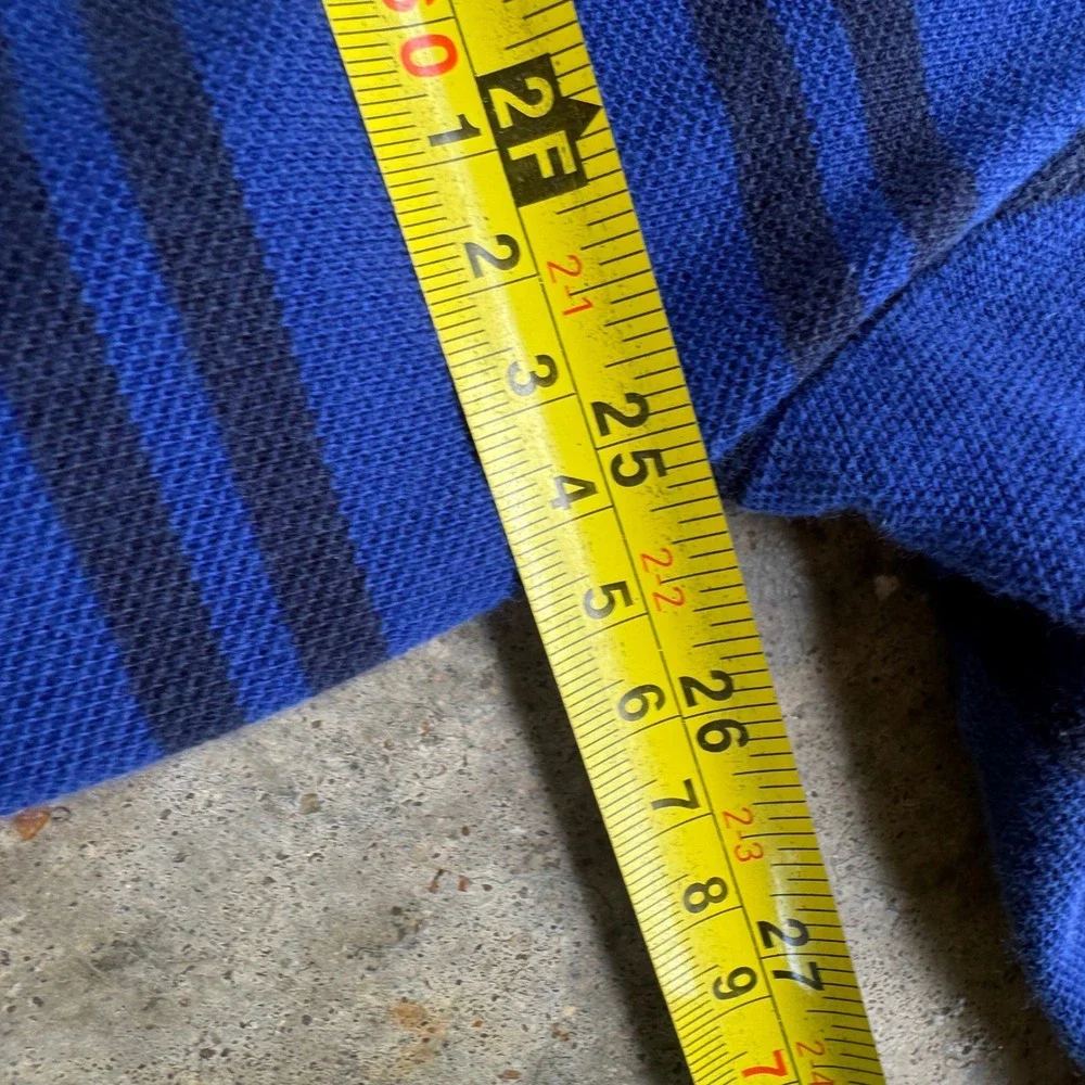 Vintage 90s Polo Ralph Lauren Striped Polo Shirt Rare Blue 2XB (d8)